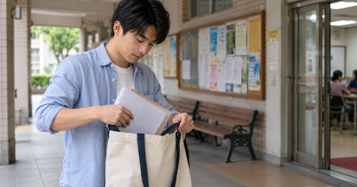 年輕男子整理契約與交易紀錄準備諮詢