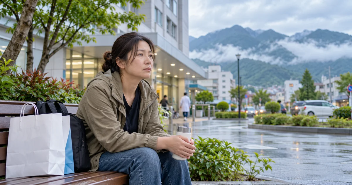 花蓮照顧者在醫院外整理家人住院資料