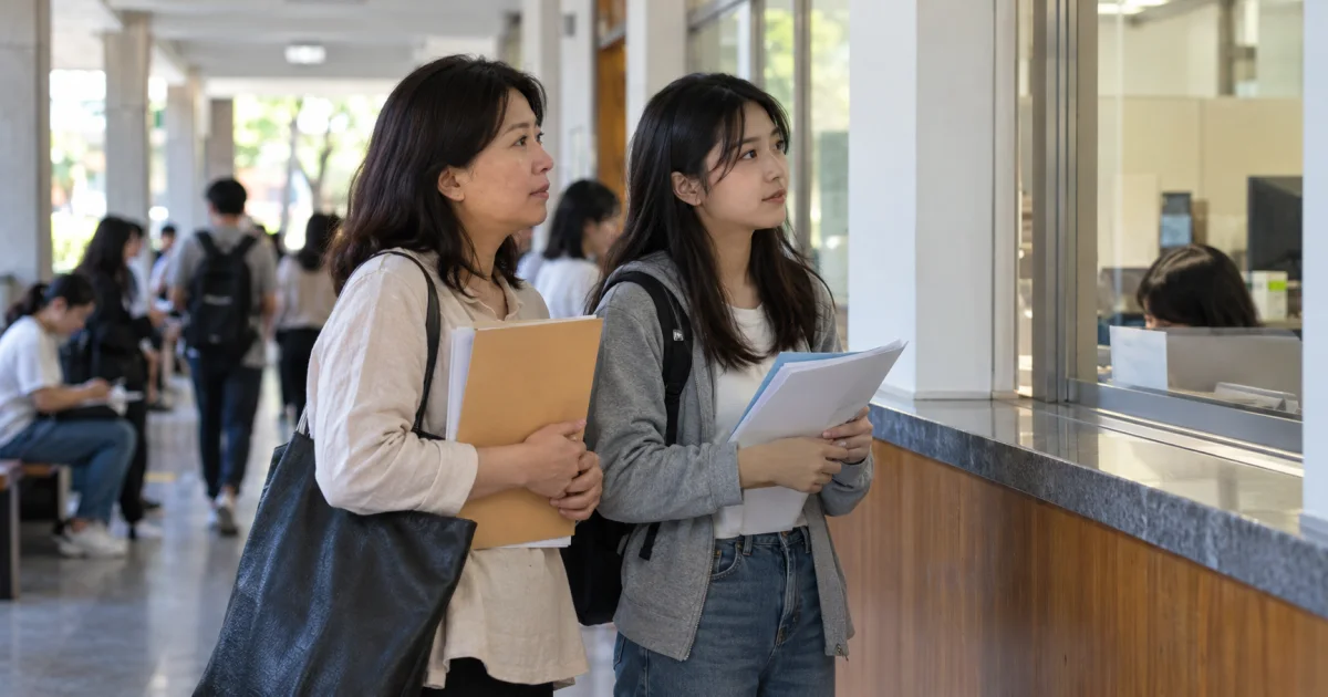 家長與學生帶資料準備詢問校內承辦窗口