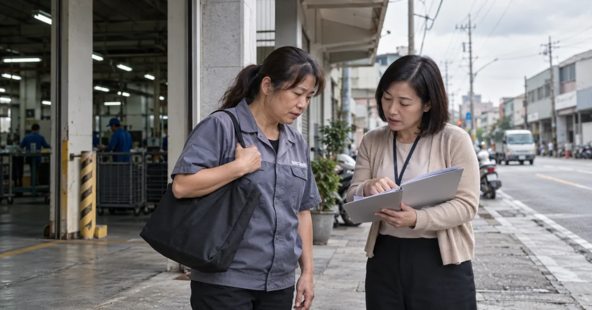 彰化中年女性工廠作業員尋找正式查核窗口的生活情境