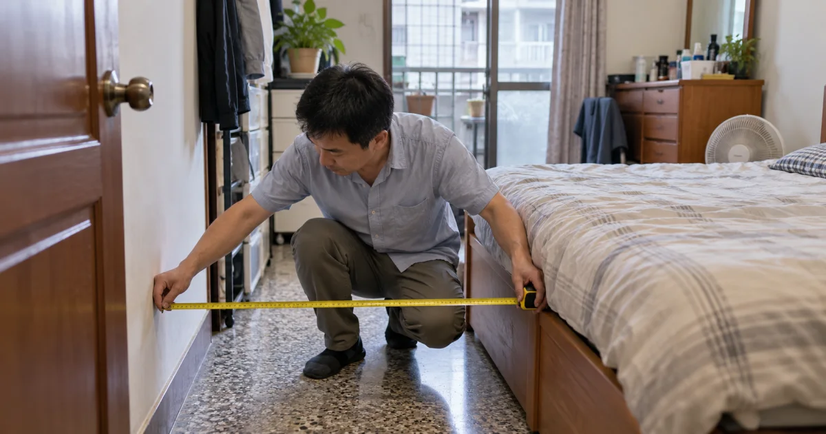 家屬量測照顧床搬運與使用空間