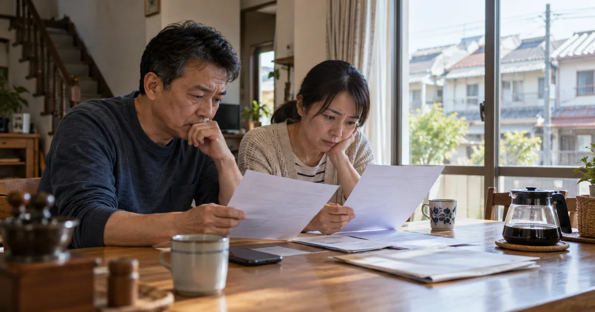 夫妻在家查看房貸月付額變化