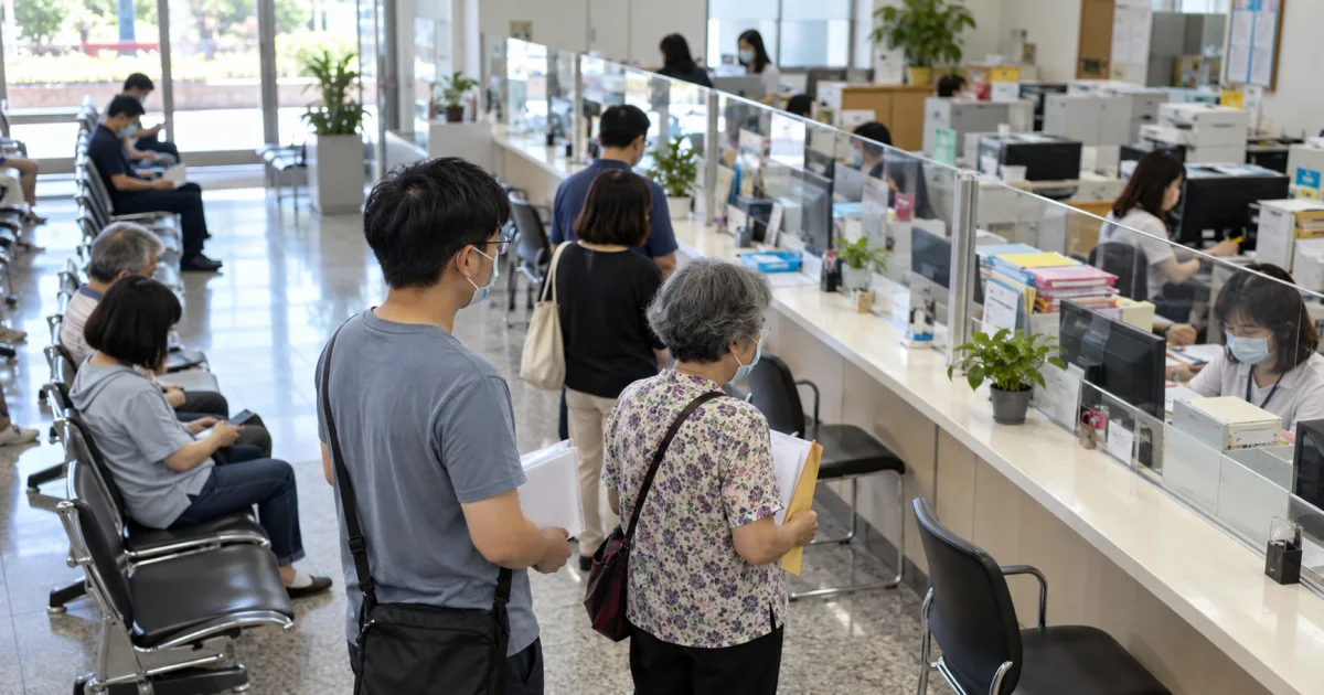 家人到臺中區公所核對敬老禮金資格