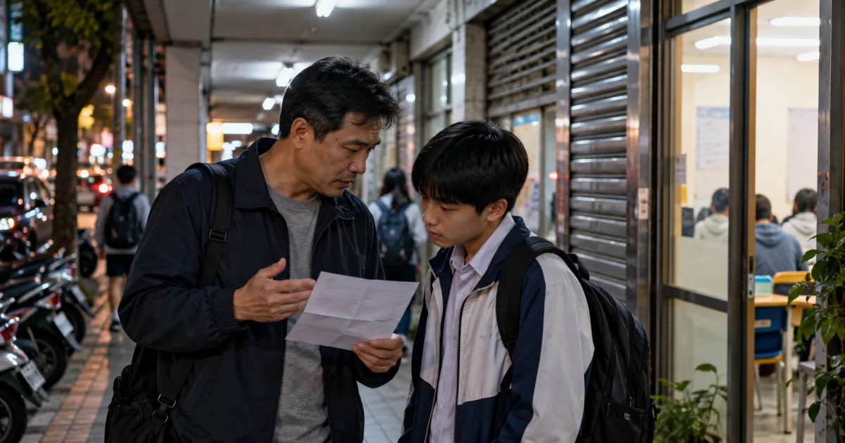 高雄家長陪孩子討論是否退出補習課程