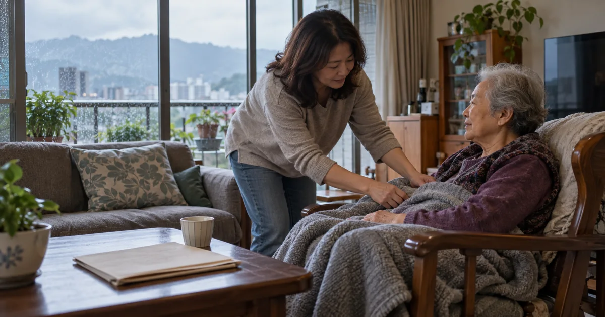 女性在家照顧年長家人